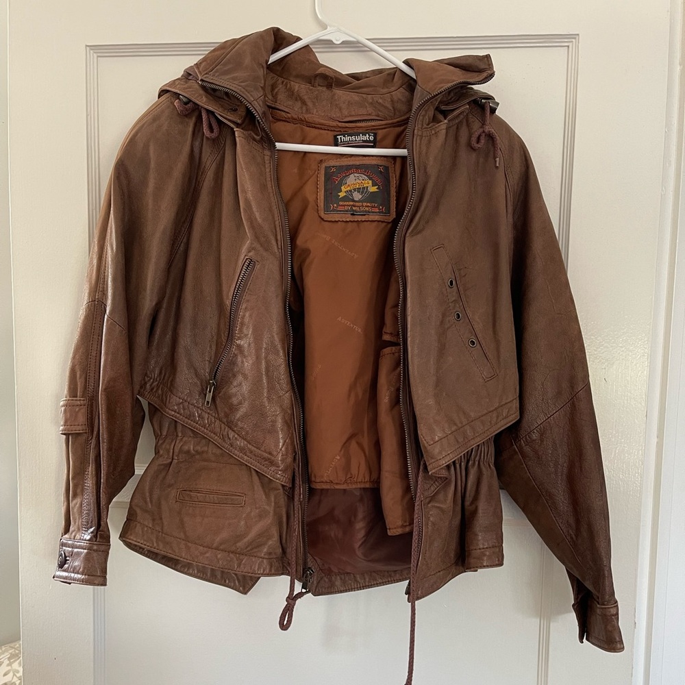 Brown distressed leather jacket